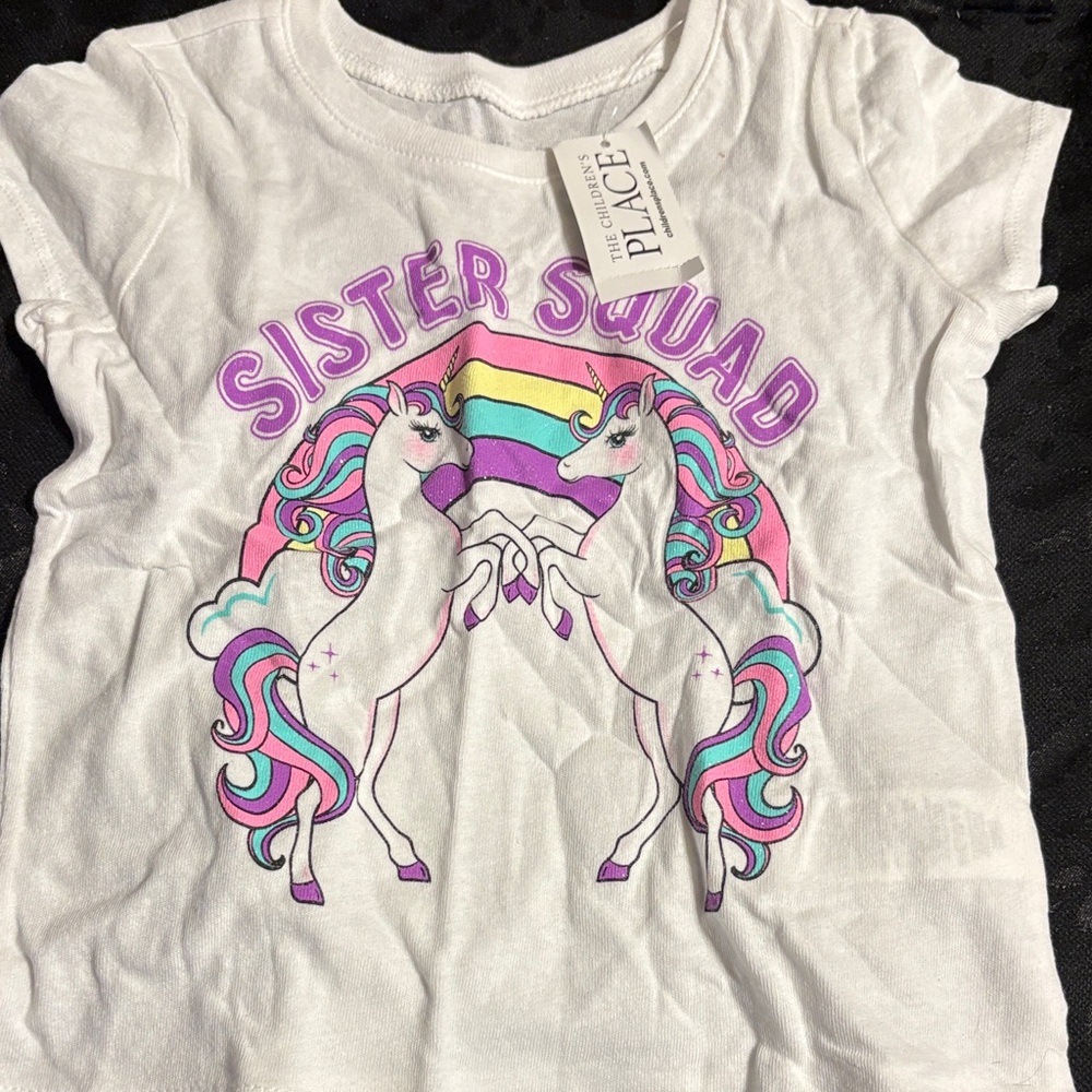 The Children's Place White Tee with Colorful Unicorns